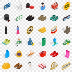 Clothes icons set. Isometric style of 36 clothes vector icons for web for any design
