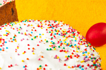 Kulichi, traditional Russian Easter cake with icing