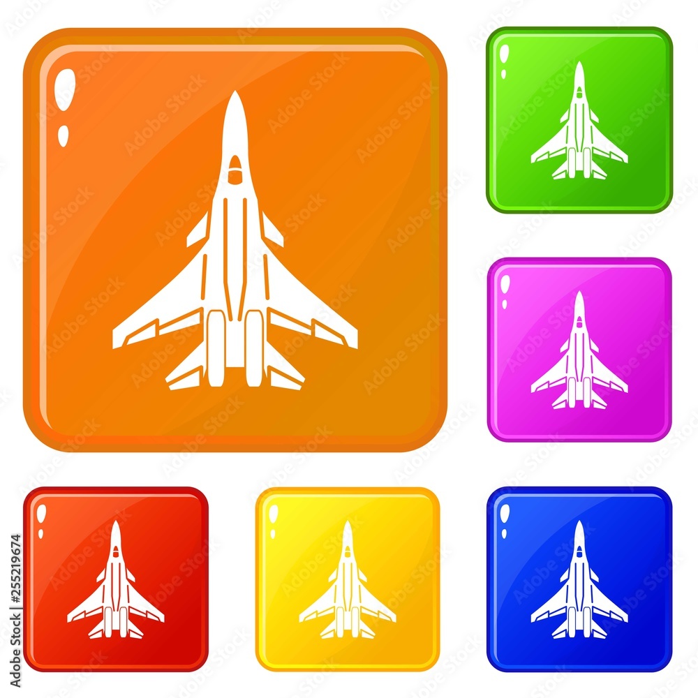 Poster bomber icons set collection vector 6 color isolated on white background