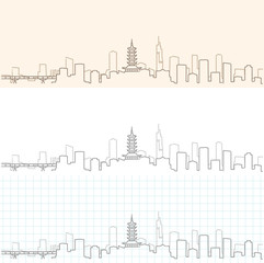 Nanjing Hand Drawn Skyline