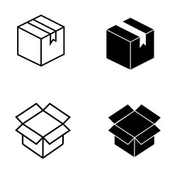 Set of cardboard box icons. Vector illustration - Vector