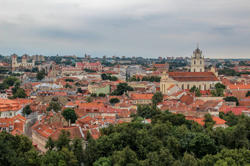 Fototapeta na wymiar Panorama of Vilnius, Lithuania on a rainy day