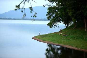 Natural scenery along the Bang Phra Reservoir, Chonburi Province.