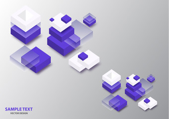 Fototapeta na wymiar Blockchain concept banner. Isometric blocks, cubes connect with each other and form cryptochains. Vector abstract technology background for your design.