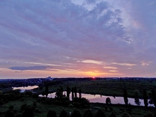 view of city at sunset