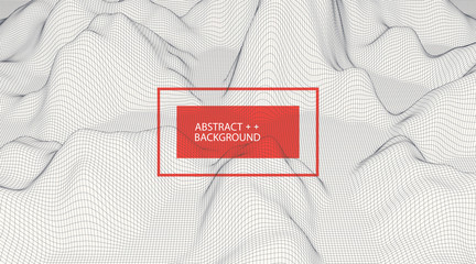Wireframe landscape background. Futuristic vector illustration.