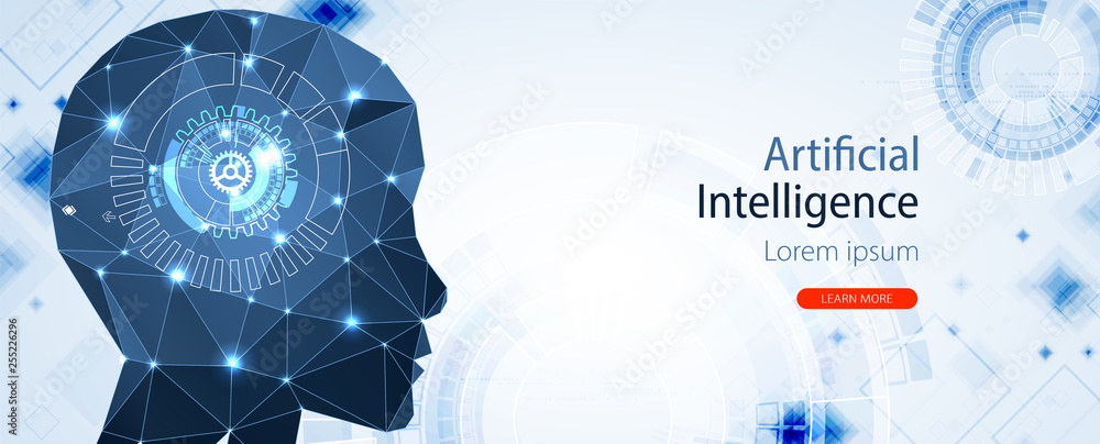 Aufkleber Artificial Intelligence concept.  Creative brain concept background. Vector science illustration.