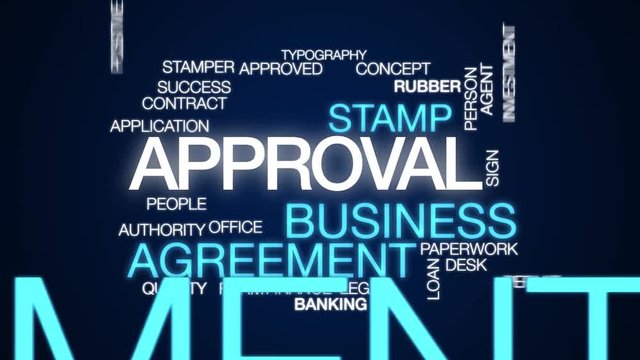 Approval animated word cloud. Kinetic typography.
