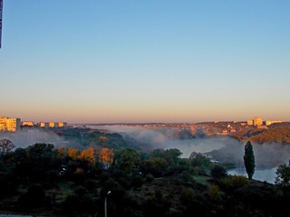 view of the city at sunset