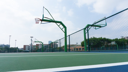 basketball stands on the basketball court