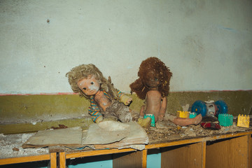 Chornobyl exclusion zone. Radioactive zone in Pripyat city - abandoned ghost town. Chernobyl...