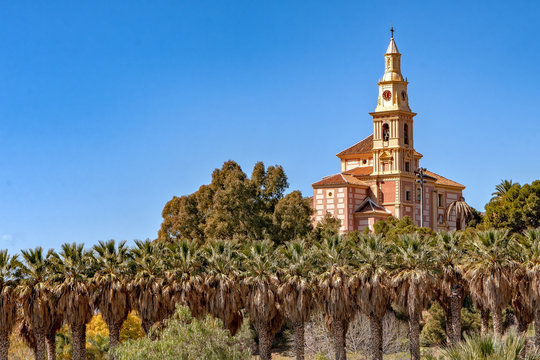 View of landmark Virgen de la Cabeza church in Motril, Andalusia, Spain.