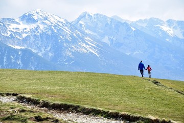 Fototapeta premium Father and son in the nature