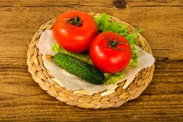 Cucumbers and tomatoes