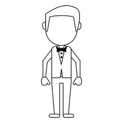 man faceless avatar cartoon in black and white