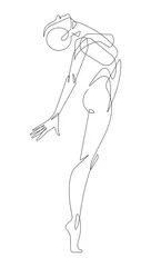  Vrouw Figuur Pose Doorlopende Een Lijn Vector Illustratie Grafisch © thirteenfifty