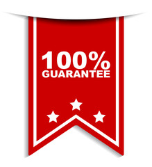 red vector banner 100% guarantee