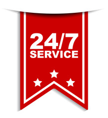 red vector banner 24/7 service