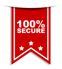 red vector banner 100% secure