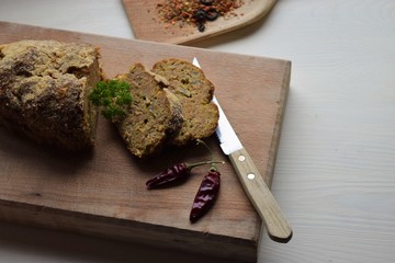 Homemade baked Ground pork Meatloaf with Spices