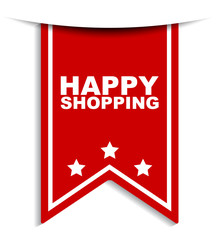 red vector banner happy shopping