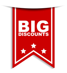 red vector banner big discounts