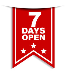 red vector banner seven days open