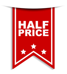 red vector banner half price