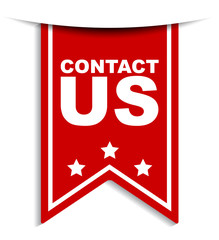 red vector banner contact us
