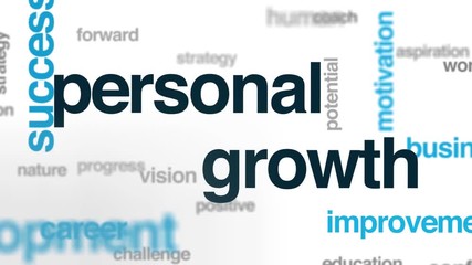Personal growth animated word cloud. Kinetic typography.