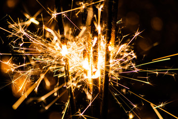 sparkler glowing in the dark