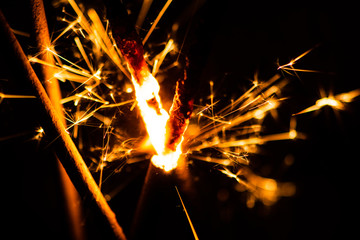 sparkler glowing in the dark