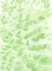handmade watercolor abstract  leaves green background