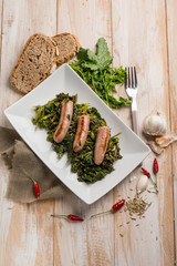 sausage with turnip top fennel seed and hot chili pepper