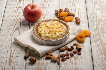 apple cake with dried grape and cinnamon