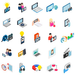 Online photography icons set. Isometric set of 25 online photography vector icons for web isolated on white background