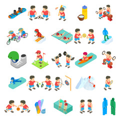 Obraz na płótnie Canvas Sport competition icons set. Isometric set of 25 sport competition vector icons for web isolated on white background