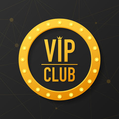 Fototapeta na wymiar Golden symbol of exclusivity, the label VIP with glitter. Vip club label on Black background. Vector illustration.