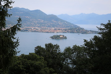 View to Isola Madre and Pallanza Verbania at Lake Maggiore, Italy