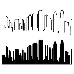 City on a white background. City Skyline. The silhouette of the city in a flat style.