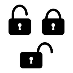 Lock icons set, security symbols, open and closed padlock, vector illustration.