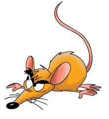Cartoon mouse smelling floor watching around cautiously vector illustration