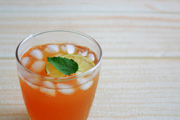 Iced tea with mint leaves