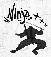 black ninja illustration