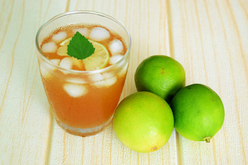 Iced tea with mint leaves
