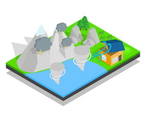 Hurricane concept banner. Isometric banner of hurricane vector concept for web, giftcard and postcard
