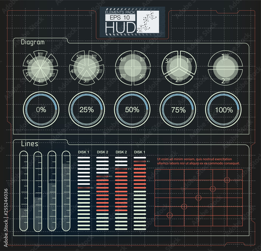 Poster hud elements,graph.vector illustration.head-up display elements for the web.