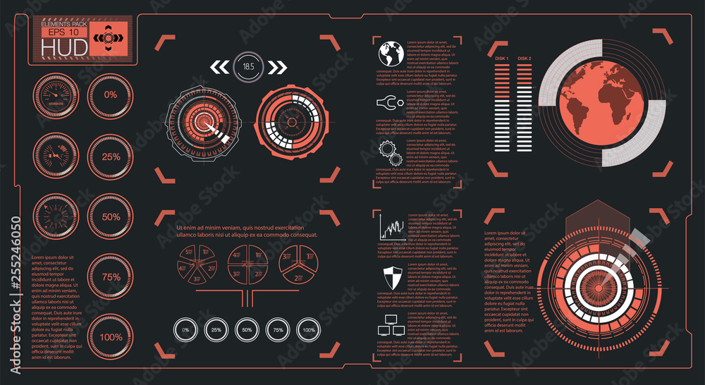 Poster hud elements,graph.vector illustration.head-up display elements for the web.