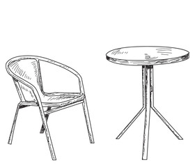 lines round table and chair