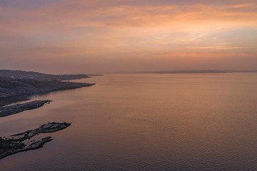 Fototapeta premium Sunset on the west coast drone photo